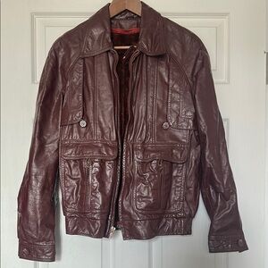 Sundance Reddish Brown Lined Bomber Jacket Genuine Leather made in USA